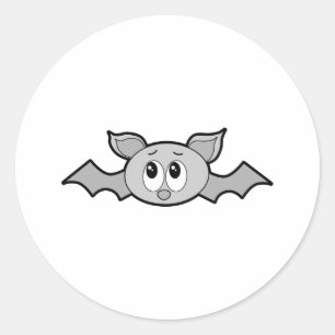 Grey Bat Cartoon. Classic Round Sticker