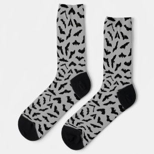 Grey Bat Pattern Halloween Socks