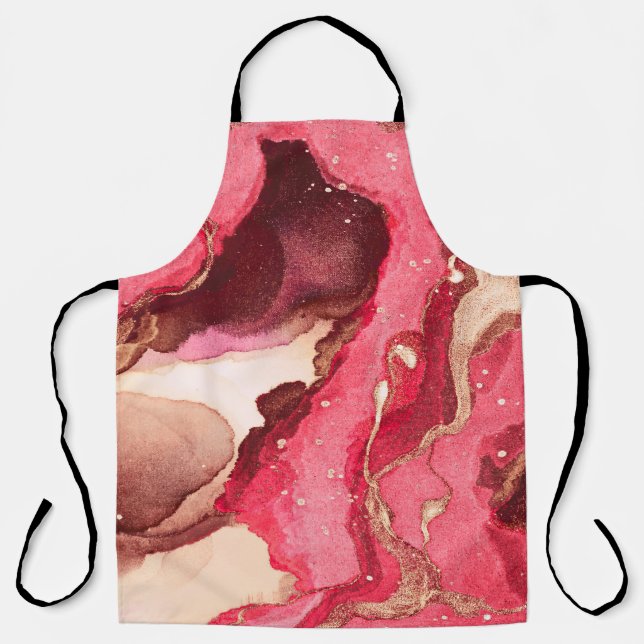 Grey Batik Illustration. White Silky Texture. Rose Apron (Front)