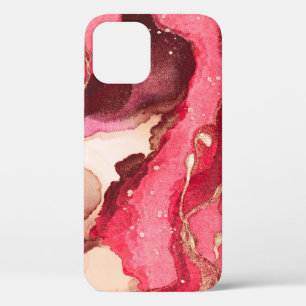 Grey Batik Illustration. White Silky Texture. Rose iPhone 12 Case