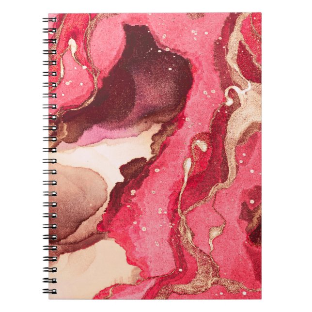 Grey Batik Illustration. White Silky Texture. Rose Notebook (Front)