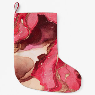 Grey Batik Illustration. White Silky Texture. Rose Small Christmas Stocking