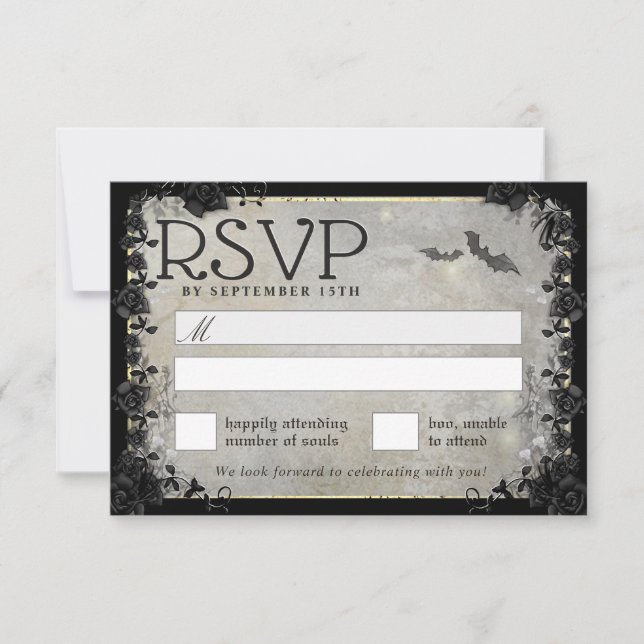 Grey Bats Gothic Matching RSVP Card (Front)