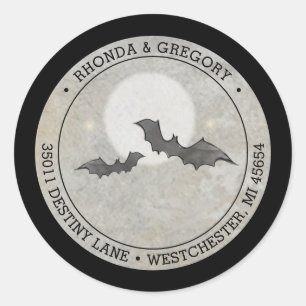 Grey Bats Wedding Round Address  Classic Round Sticker