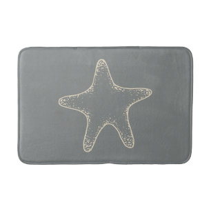 Grey Beach Starfish Nautical Bathroom Rug Bath Mat