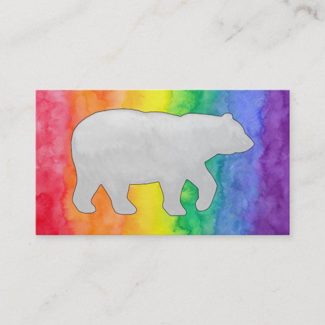 Grey Bear on Rainbow Wash Business Card (Front)