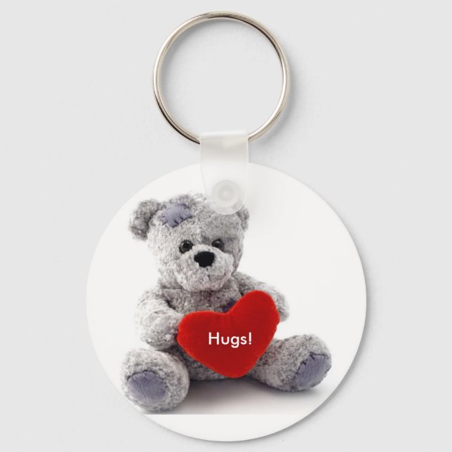 Grey Bear With Heart Key Ring (Front)