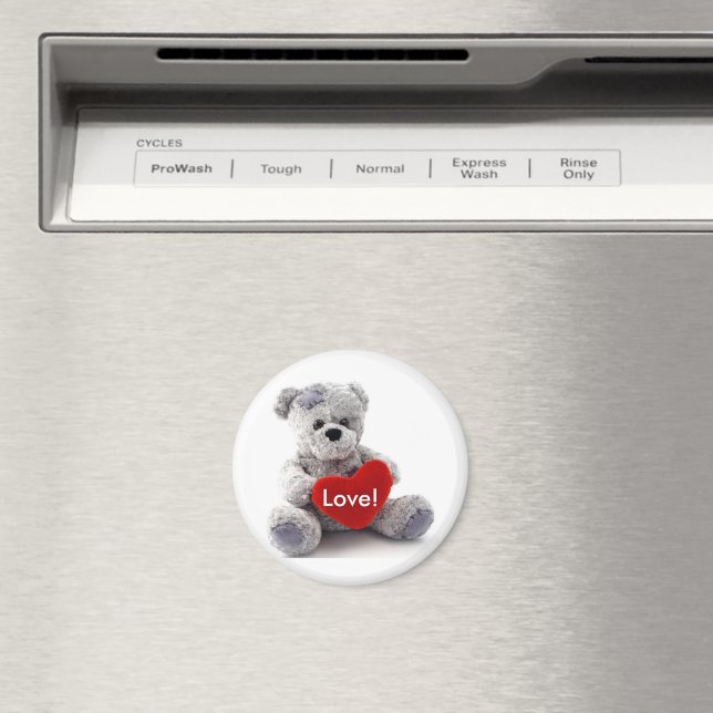 Grey Bear With Heart Magnet (In Situ (Dishwasher))