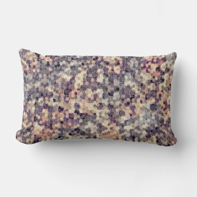 Grey, beige geometric  lumbar cushion (Front)