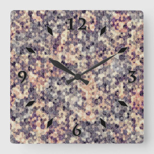 Grey, beige geometric square wall clock