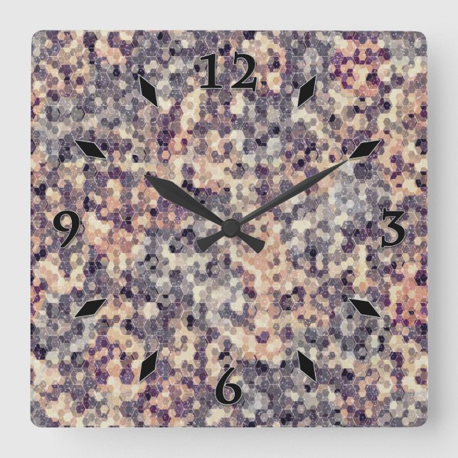 Grey, beige geometric   square wall clock (Front)