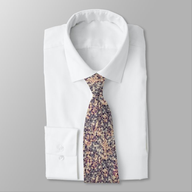 Grey, beige geometric  tie (Tied)