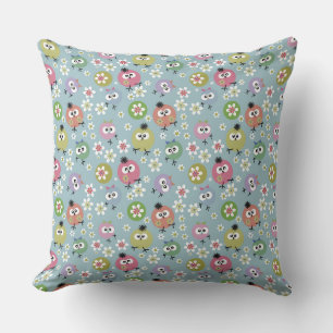 grey  beige kids birds owls bright childish  cushion