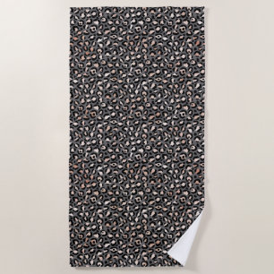 Grey Beige Peach Rose Leopard Print        Beach Towel