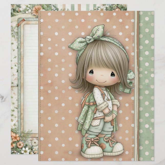 Grey Beige Sage Green Sandy Tan Polka Dot Two Diff (Front/Back)