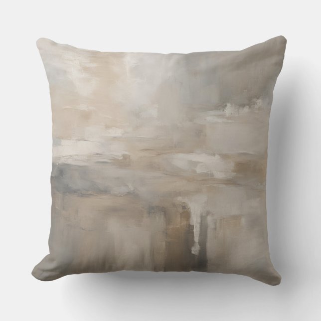 Grey Beige Taupe Neutral Abstract Cushion (Front)