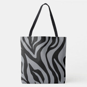 Grey/Beige Tiger Print Two- Tone Fashion Tote Bag