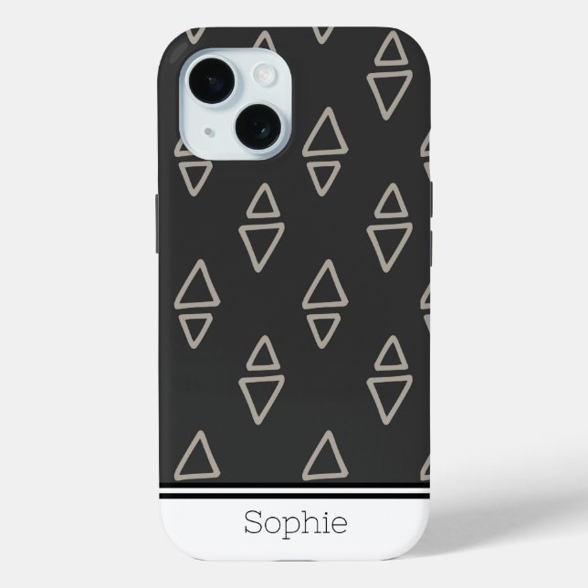 Grey & Beige Triangles Pluses Custom Case-Mate iPhone Case (Back)