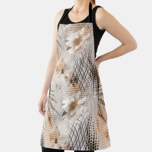 Grey, beige tropical pattern. apron