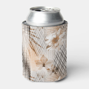 Grey, beige tropical pattern. can cooler
