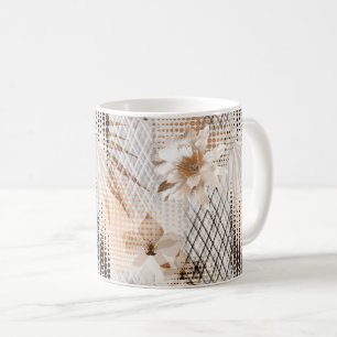 Grey, beige tropical pattern. coffee mug
