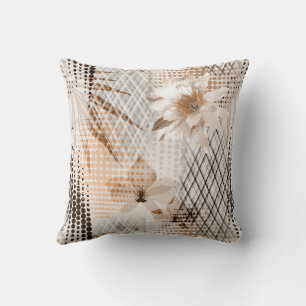 Grey, beige tropical pattern. cushion