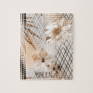 Grey, beige tropical pattern. jigsaw puzzle
