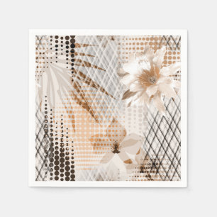 Grey, beige tropical pattern. napkin