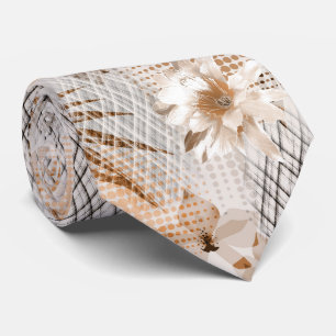 Grey, beige tropical pattern. tie