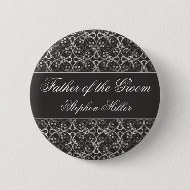 Grey Berry Cluster Wedding Party Button (Front)
