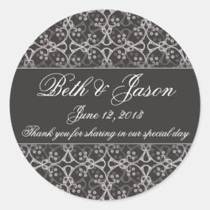 Grey Berry Cluster Wedding Thank You Stickers