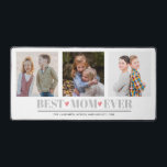 Grey BEST MOM EVER collage 3 Photo PINK Hearts Desk Mat<br><div class="desc">Surprise your mum with this meaningful desk mat!! Designed to bring a touch of personal warmth and cherished memories to your workspace this desk mat showcases three square photos with the quote "BEST MOM HEARTS" elegantly displayed in a classic serif font in grey. Complete this beautiful desk mat is a...</div>