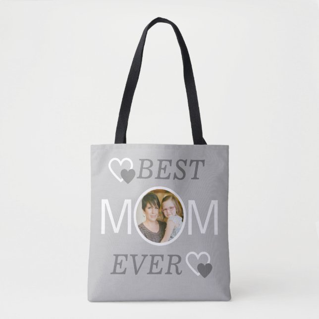 Grey Best Mum Ever Personalised Mothers Day Photo  Tote Bag (Front)