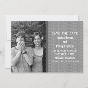 Grey Binary Code Photo Save the Date Invite