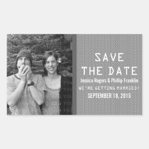 Grey Binary Code Photo Save the Date Stickers