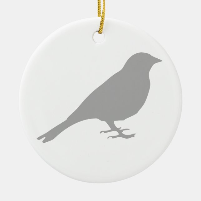 Grey Bird - Circle Ornament Ceramic Ornament (Front)