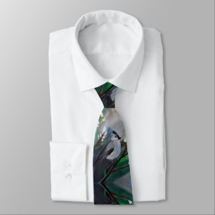 Grey Bird Painting Tie