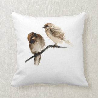 Grey birds white pillow with birdies design