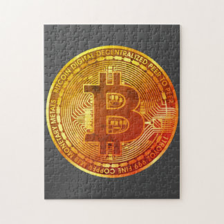 Grey Bitcoin Coin Retro Puzzle