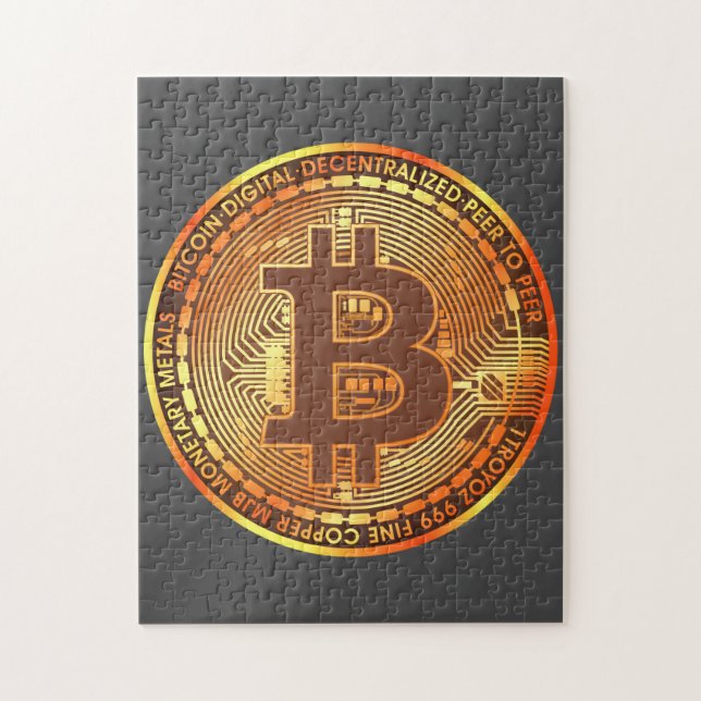 Grey Bitcoin Coin Sangria Puzzle (Vertical)