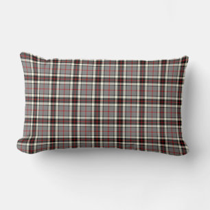Grey, Black and Red Thompson Clan Formal Tartan Lumbar Cushion