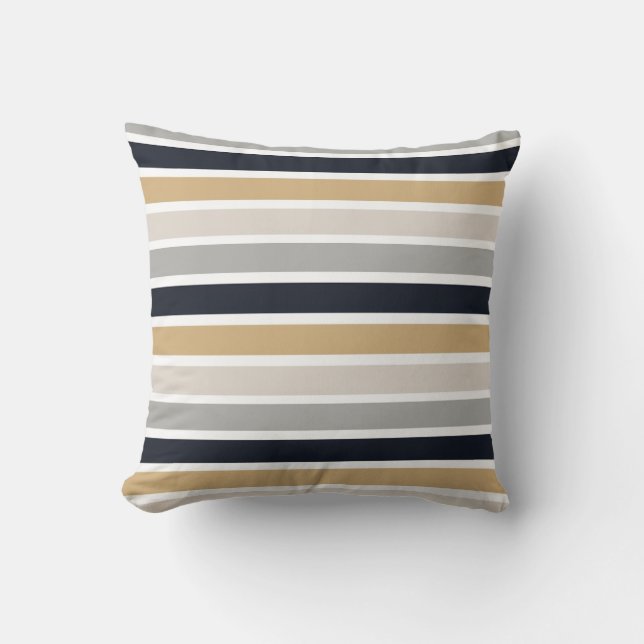 Grey, Black and Tan Stripes  Cushion (Front)