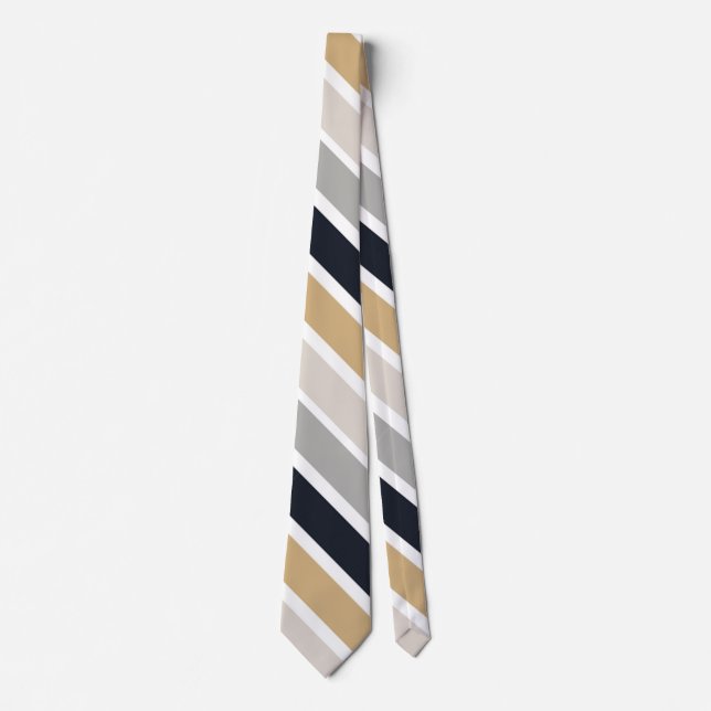 Grey, Black and Tan Stripes Neck Tie (Front)