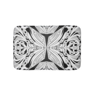 Grey Black And White Butterfly Winged Abstract  Bath Mat