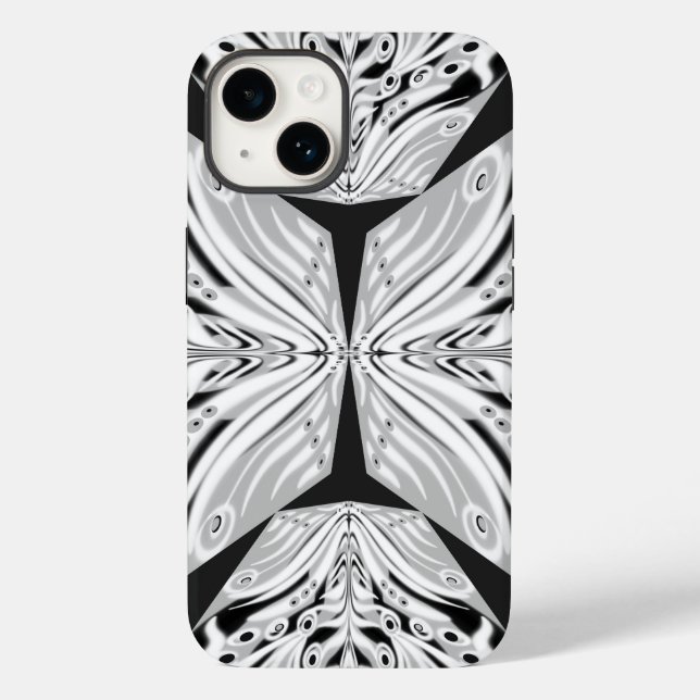 Grey Black And White Butterfly Winged Abstract Case-Mate iPhone Case (Back)