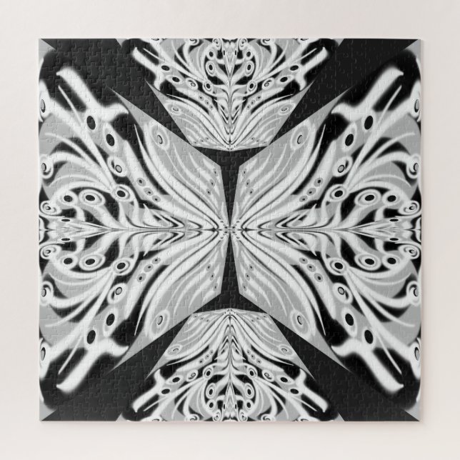 Grey Black And White Butterfly Winged Abstract Jigsaw Puzzle (Vertical)