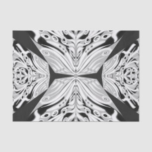 Grey Black And White Butterfly Winged Abstract  Tissue Paper