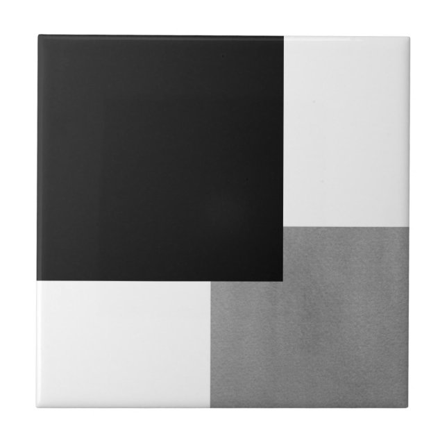 Grey Black and White Geometric Block Ceramic Tile (Front)