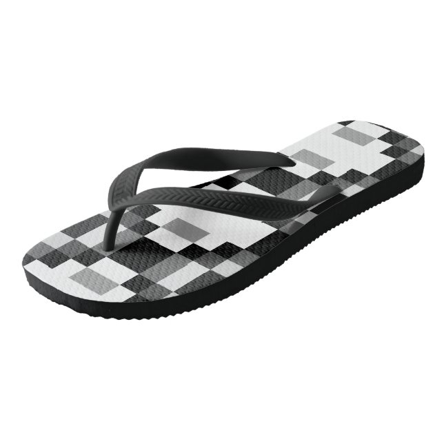Grey Black and White Patchwork Thongs (Angled)