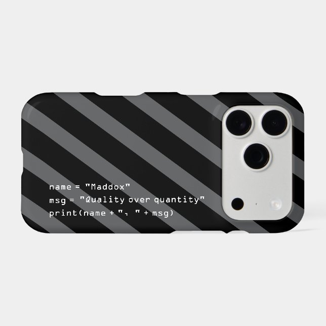 Grey Black and White Personalised Python Code  (Back Horizontal)